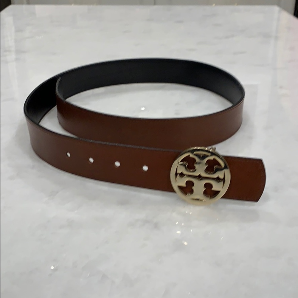 Tory Burch Brown Belt with Gold Buckle
